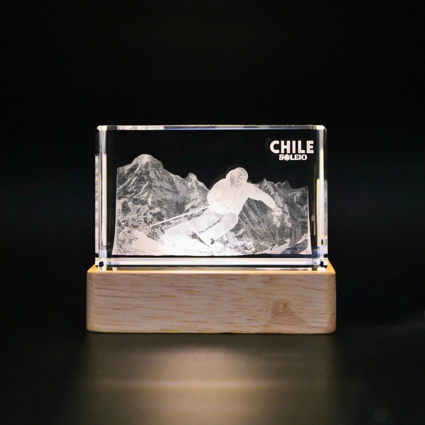 Cristal 3d Decorativo Con Base Led Valle Nevado