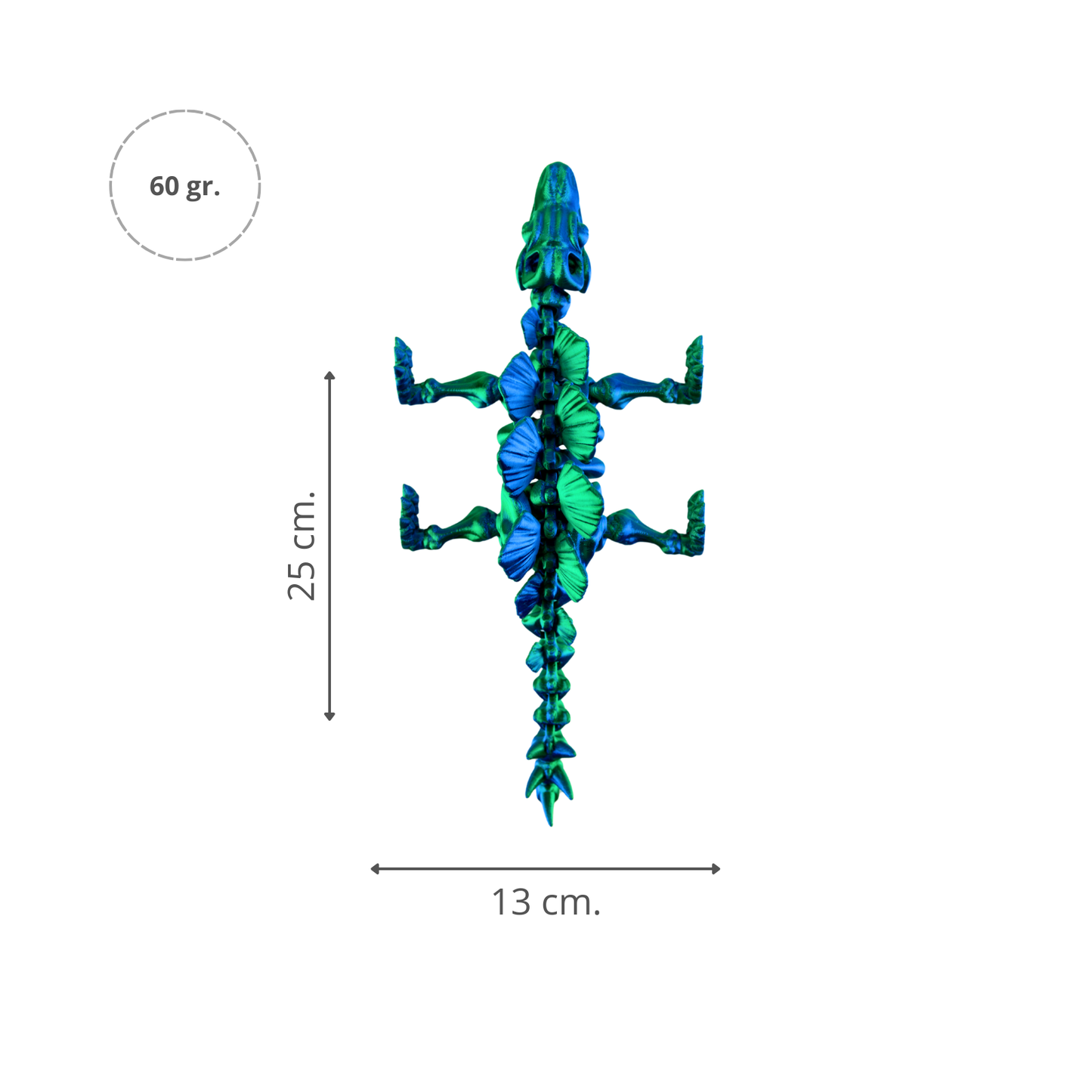 Juguete Dinosaurio Estegosaurio Tornasol Impresión 3D Verde