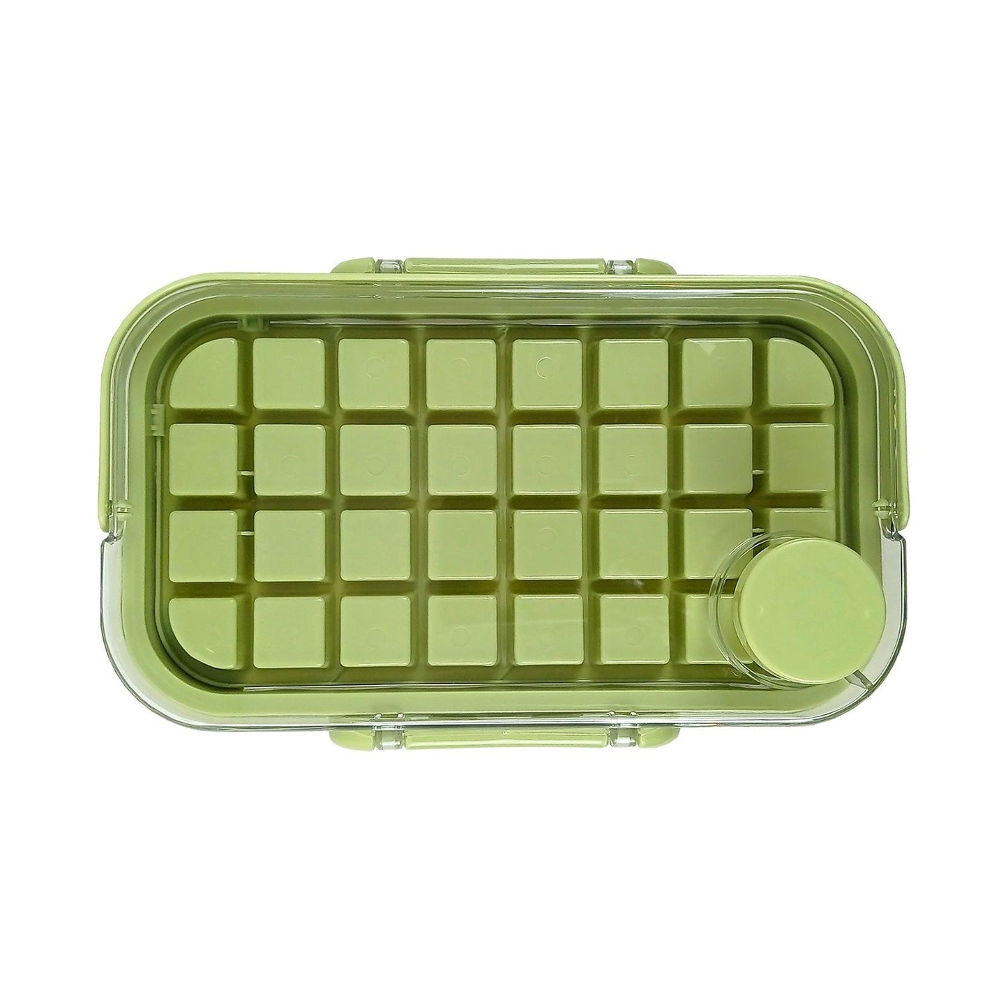 Bandeja Para Cubitos De Hielo 2 En 1 Con Tapa Y Contenedor Verde
