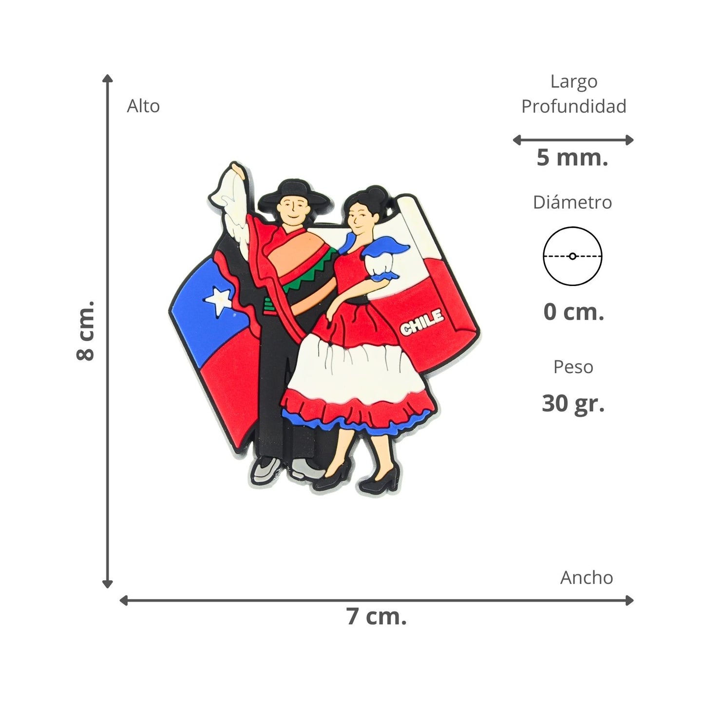 Imán De Goma Refrigerador Souvenir Chile Huasos