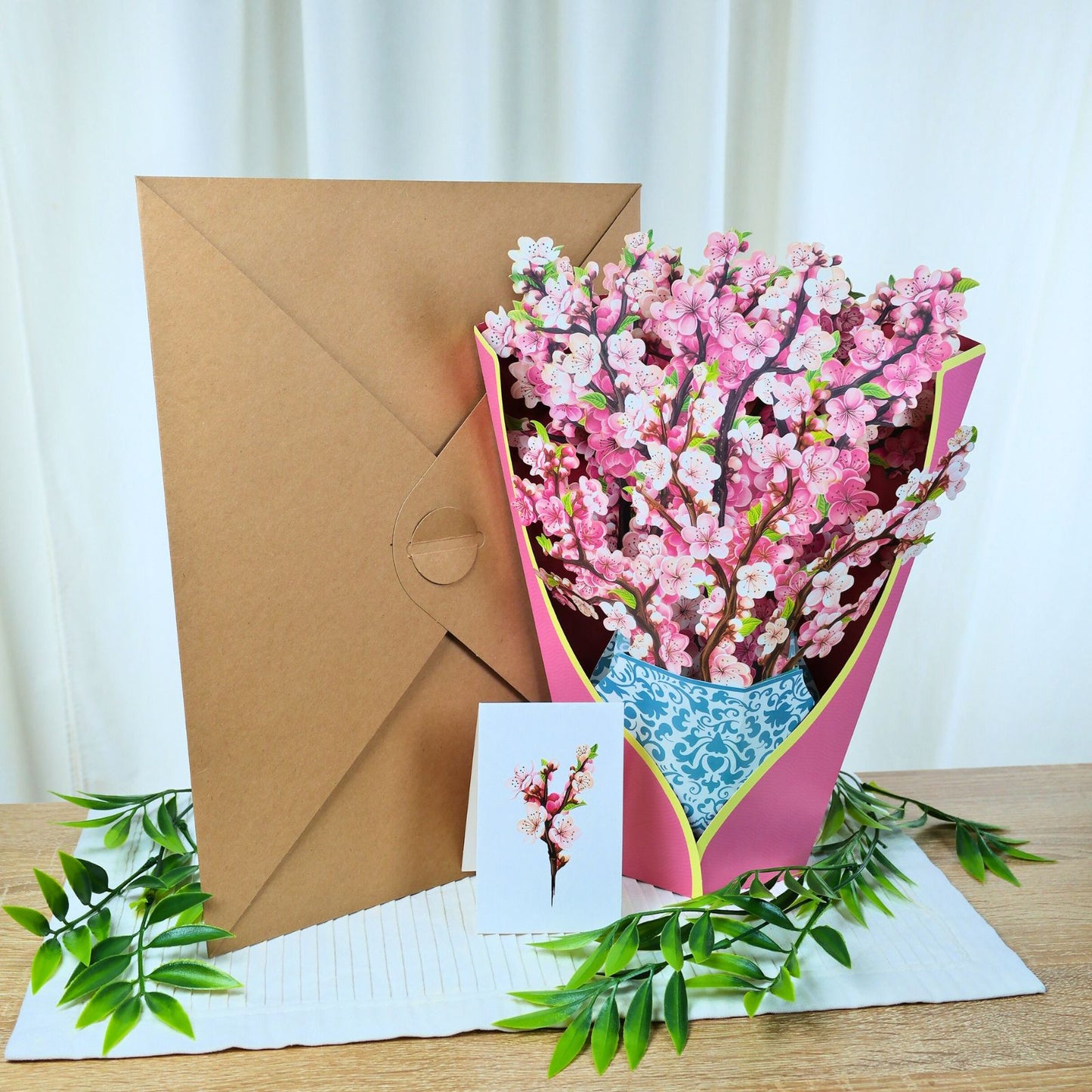 Tarjeta De Felicitaciones Bouquet De Flores 3D Sakura