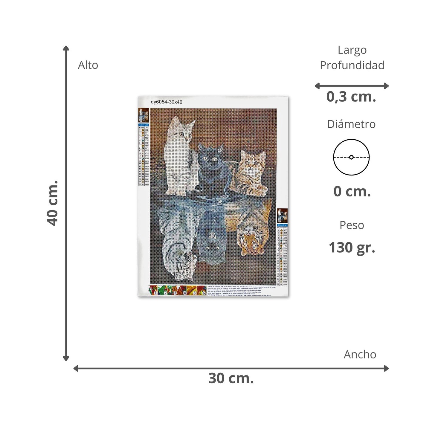 Kit Pintura Diamantes 40 x 30 cm Gatos