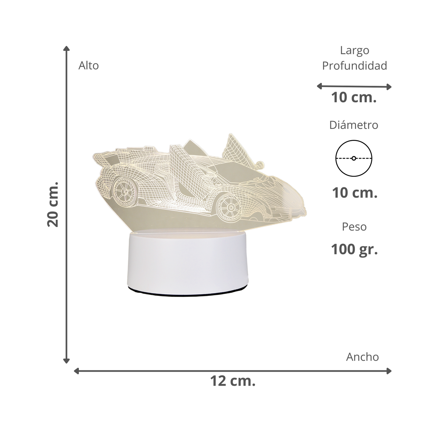 Lámpara LED De Mesa 3D USB Luz Lambo