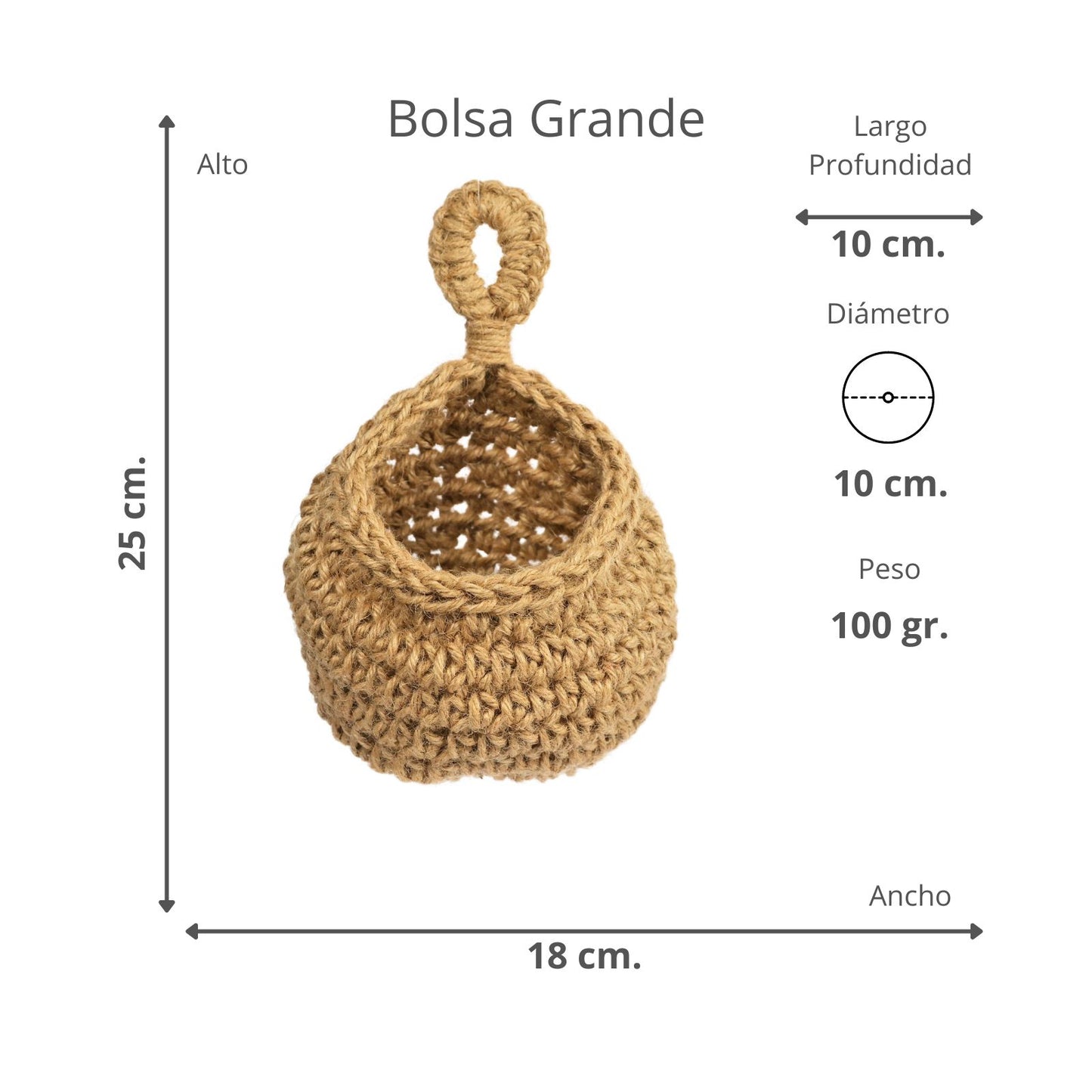 Bolsa Colgante Rattan Ecológicas Multiusos Grande