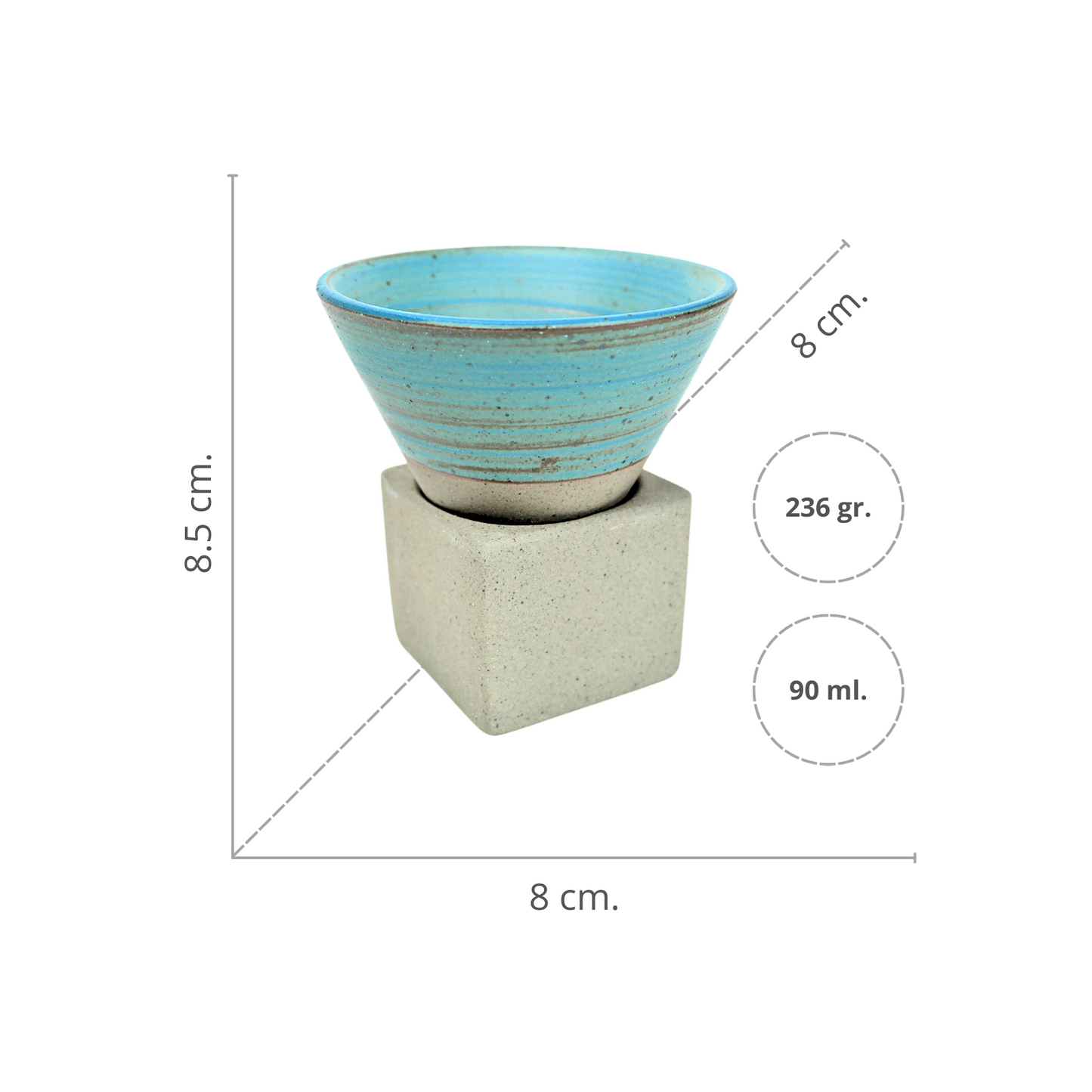 Tazas de Café Corto Japonesas de Cerámica 90 ml Azulado