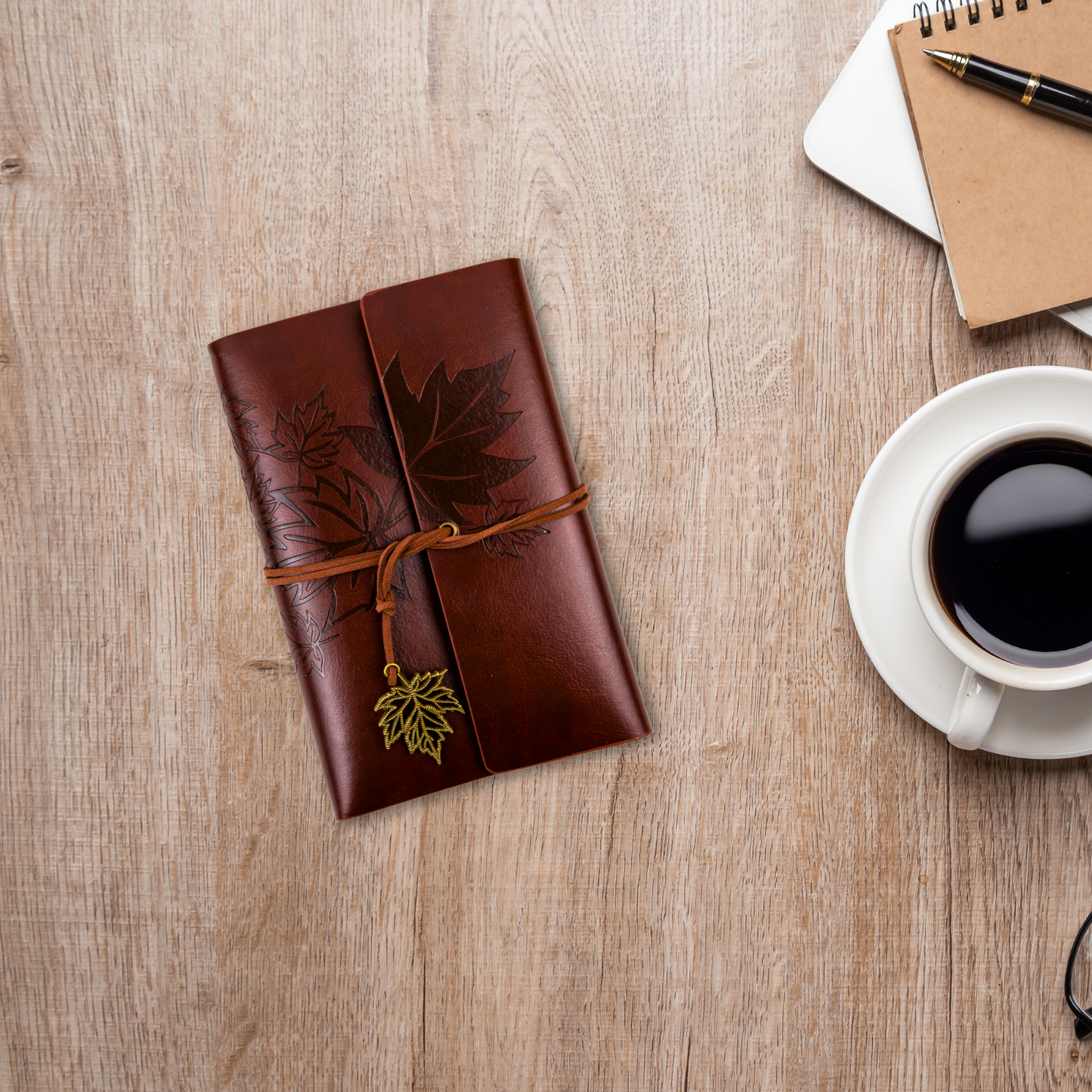 Agenda Con Tapa de Ecocuero Tamaño A6 Diseño Vintage Café