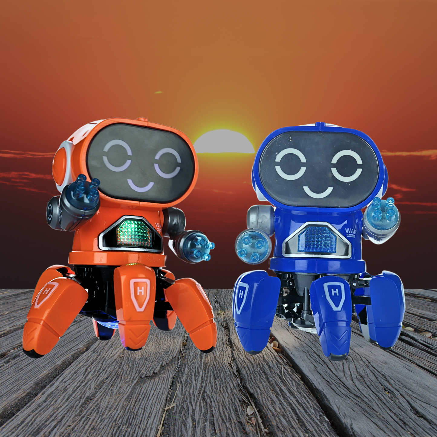 Robot De Juguete Led Articulado Musical Baila Y Camina Naranja