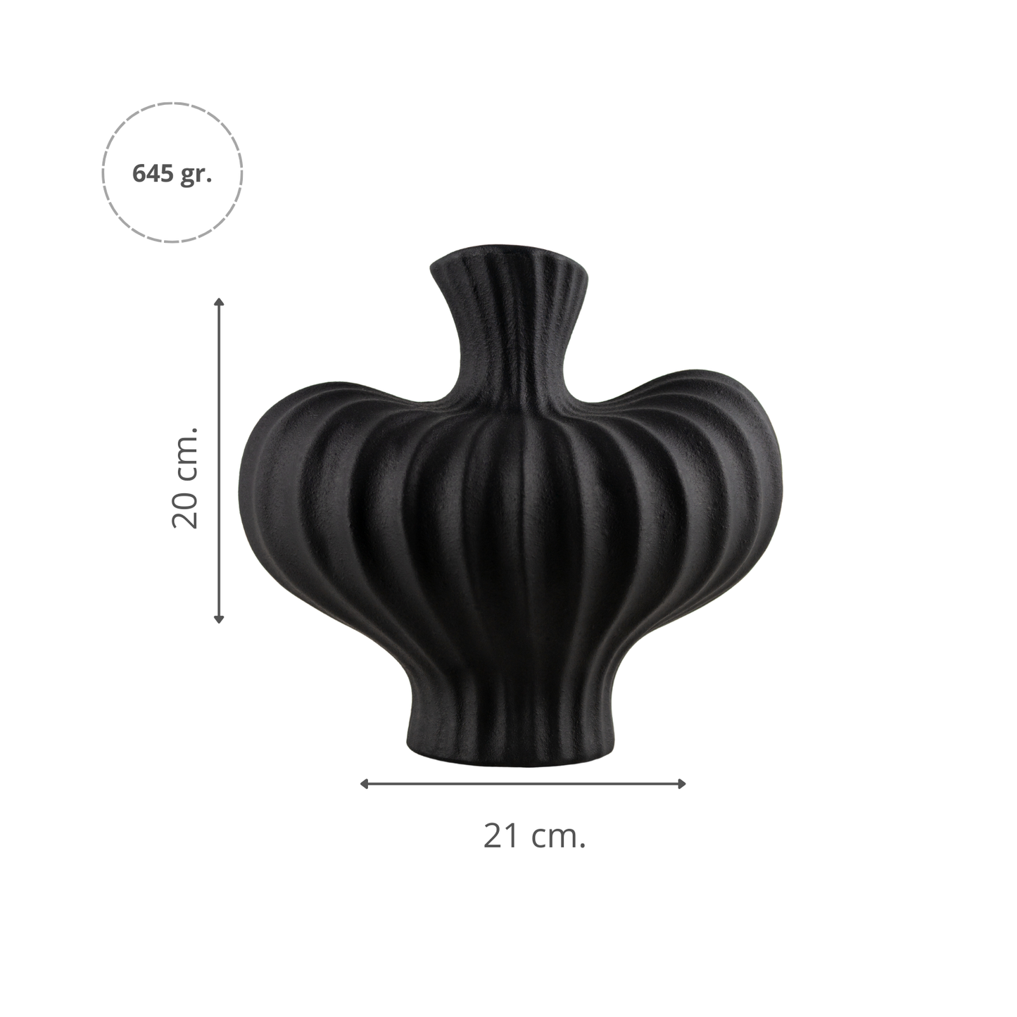 Florero Estatuilla Corazón de Porcelana Francesa Negro