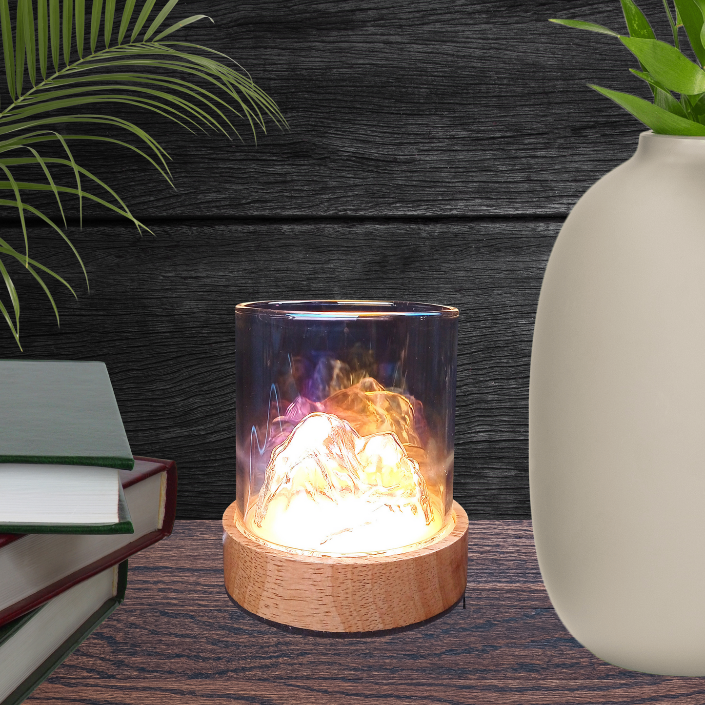 Lampara Led Deco Con Diseño De Montañas Chinas Bronce