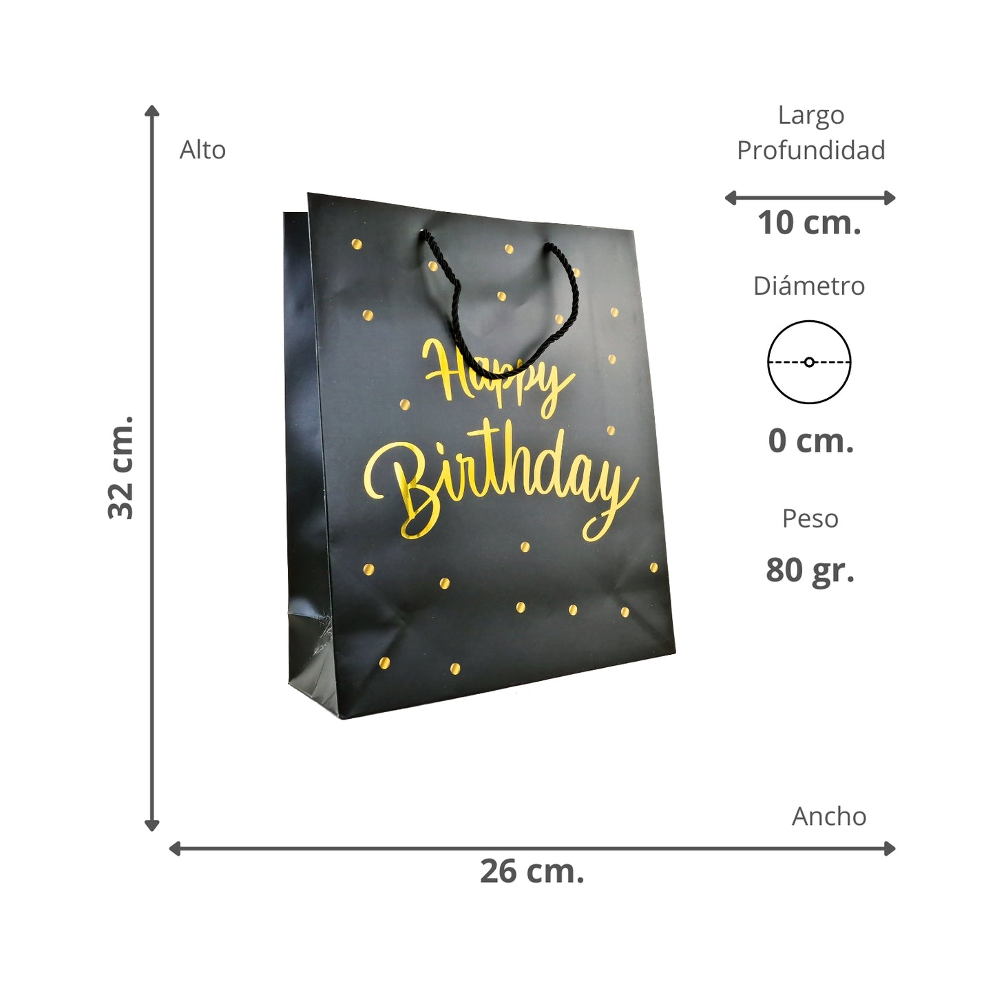 Bolsas Happy Birthday 32 X 26 X 10 Negro