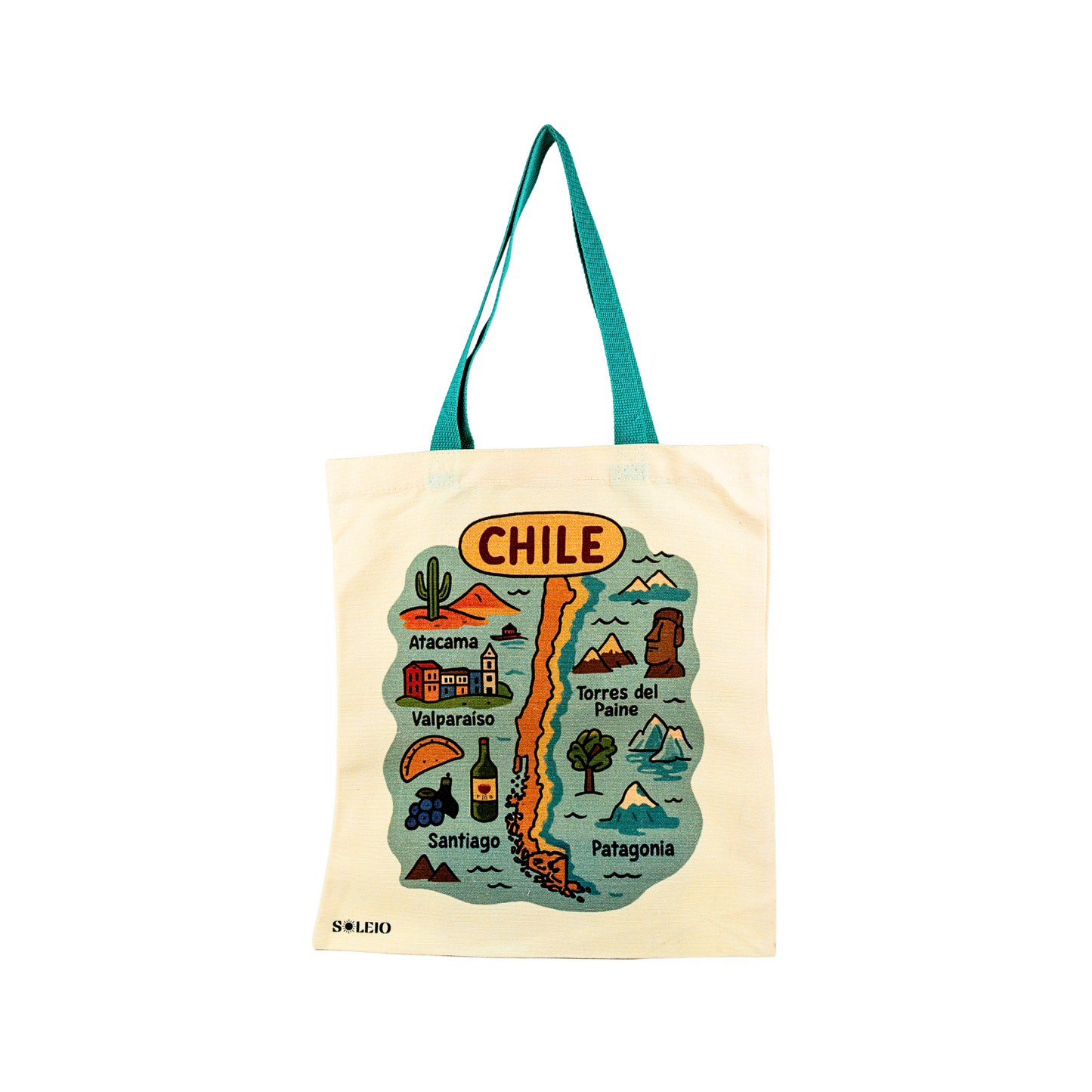 Tote Bag de Lona Mapa de Chile