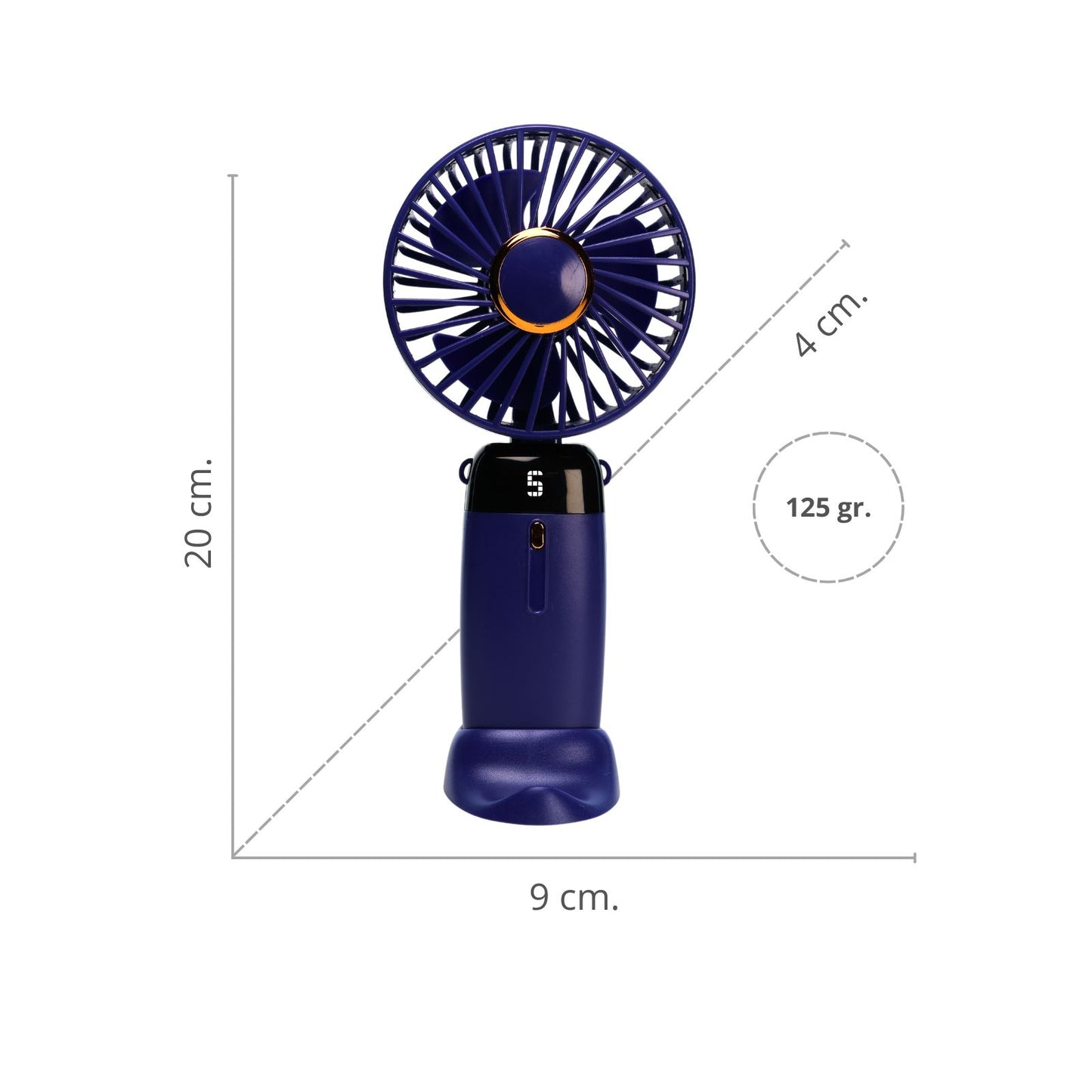 Mini Ventilador Mano Portátil Recargable Usb 5 Velocidades Azul
