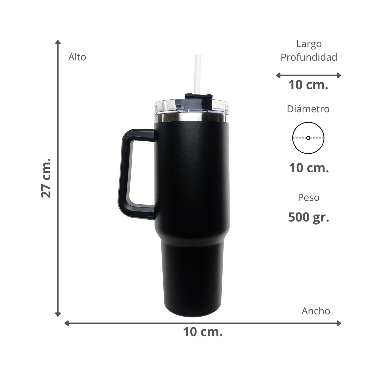 Vaso Térmico Auto Bombilla 1.18L Negro