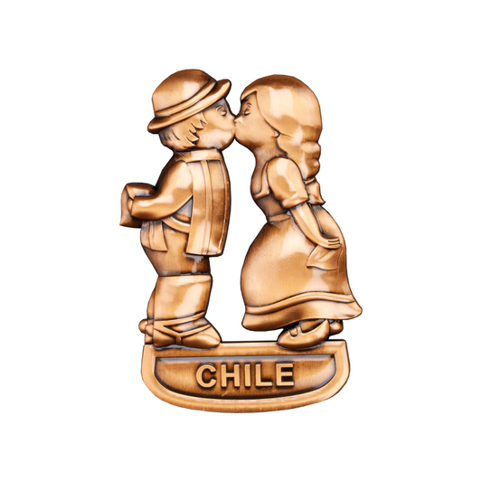 Imán Decorativo Color Cobre Souvenir Pareja Huasos