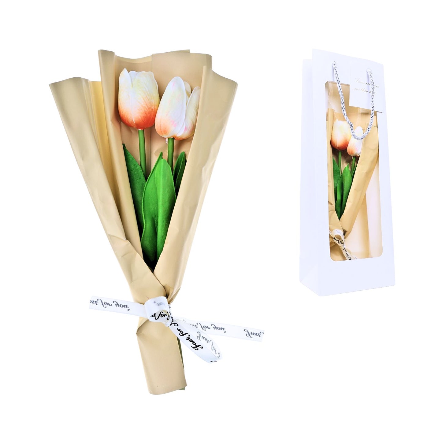 Caja De Regalo Con Flor De Tulipán Eterno Amarillo