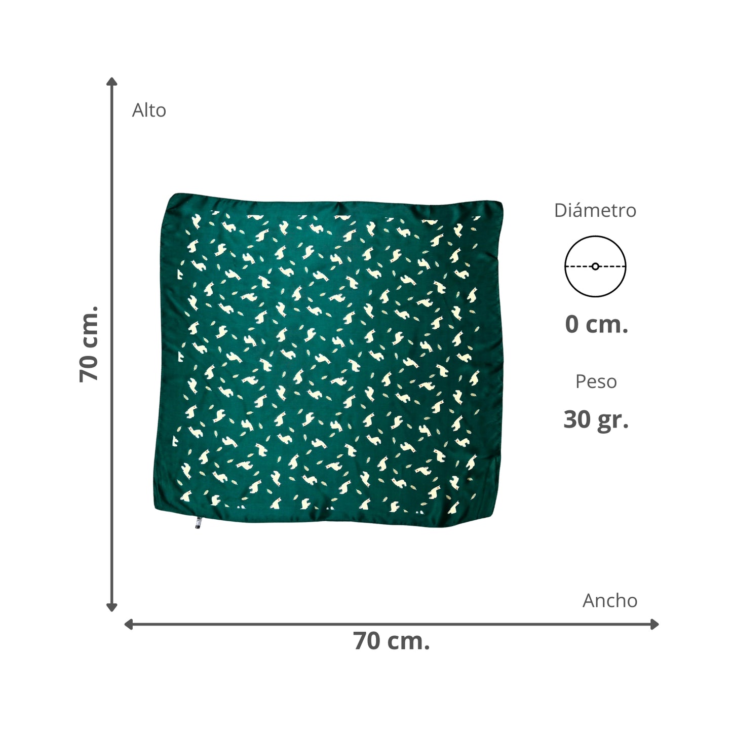 Pañuelo Liso Tipo Seda Unisex Diseño De Alpaca Verde