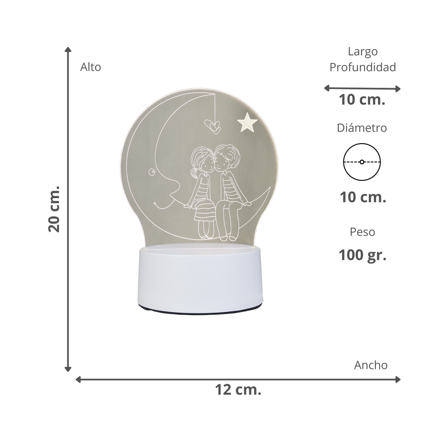Lámpara LED De Mesa 3D USB Luz Pareja Luna