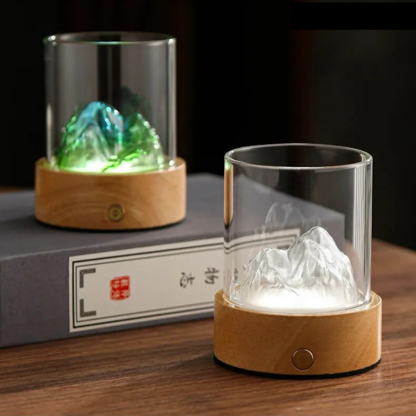 Lampara Led Deco Con Diseño De Montañas Chinas Bronce