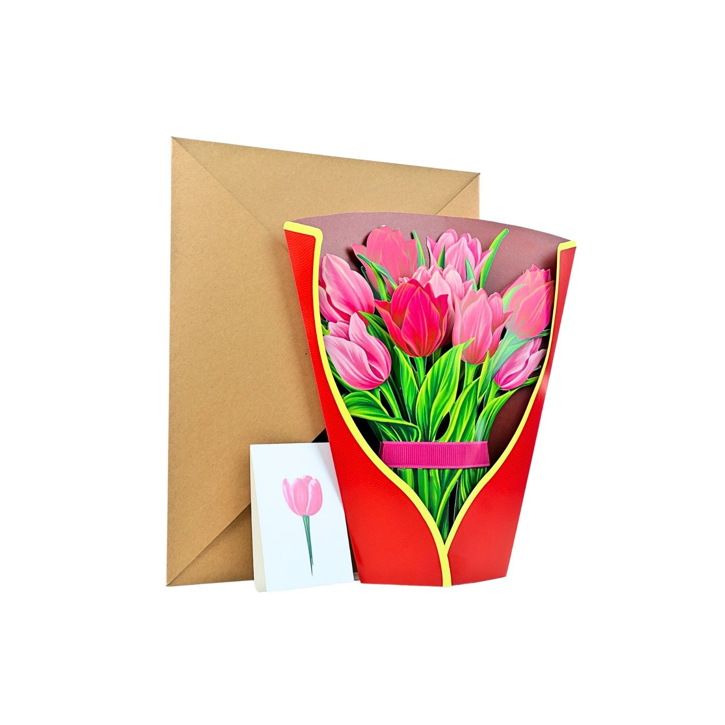 Tarjeta De Felicitaciones Bouquet De Flores 3D Tulipán