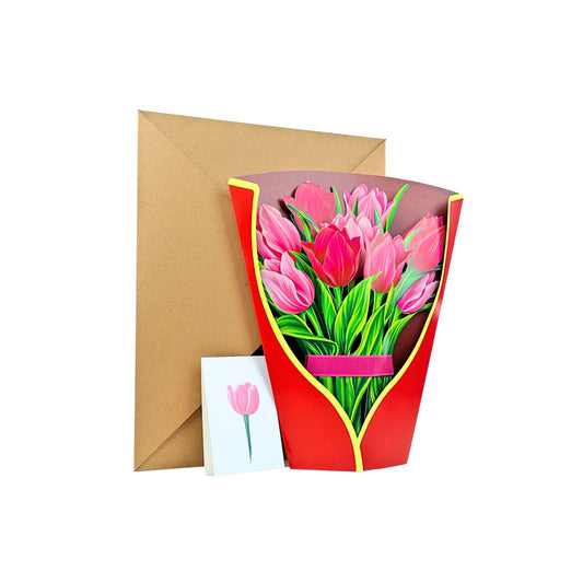 Tarjeta De Felicitaciones Bouquet De Flores 3D Tulipán