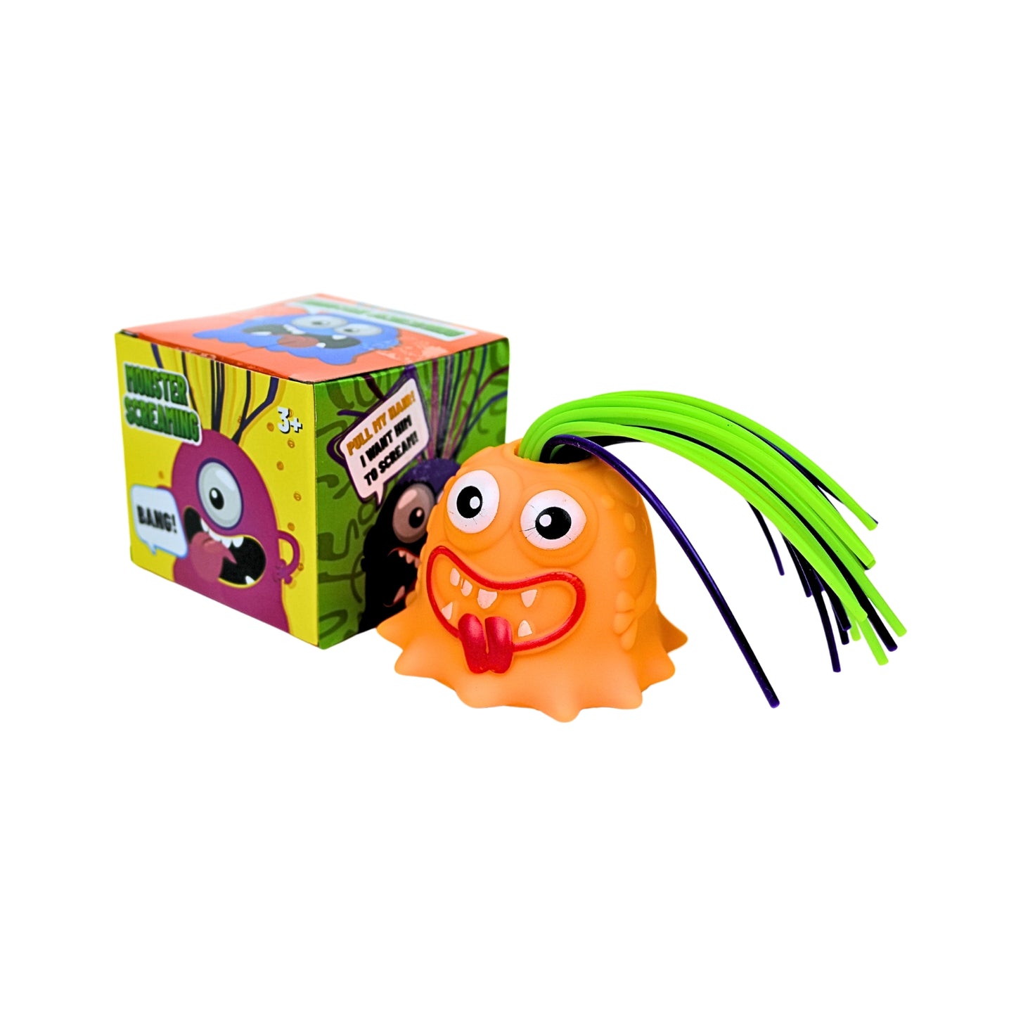 Muñeco Anti Estrés Scream Monster Jalando El Pelo Naranja