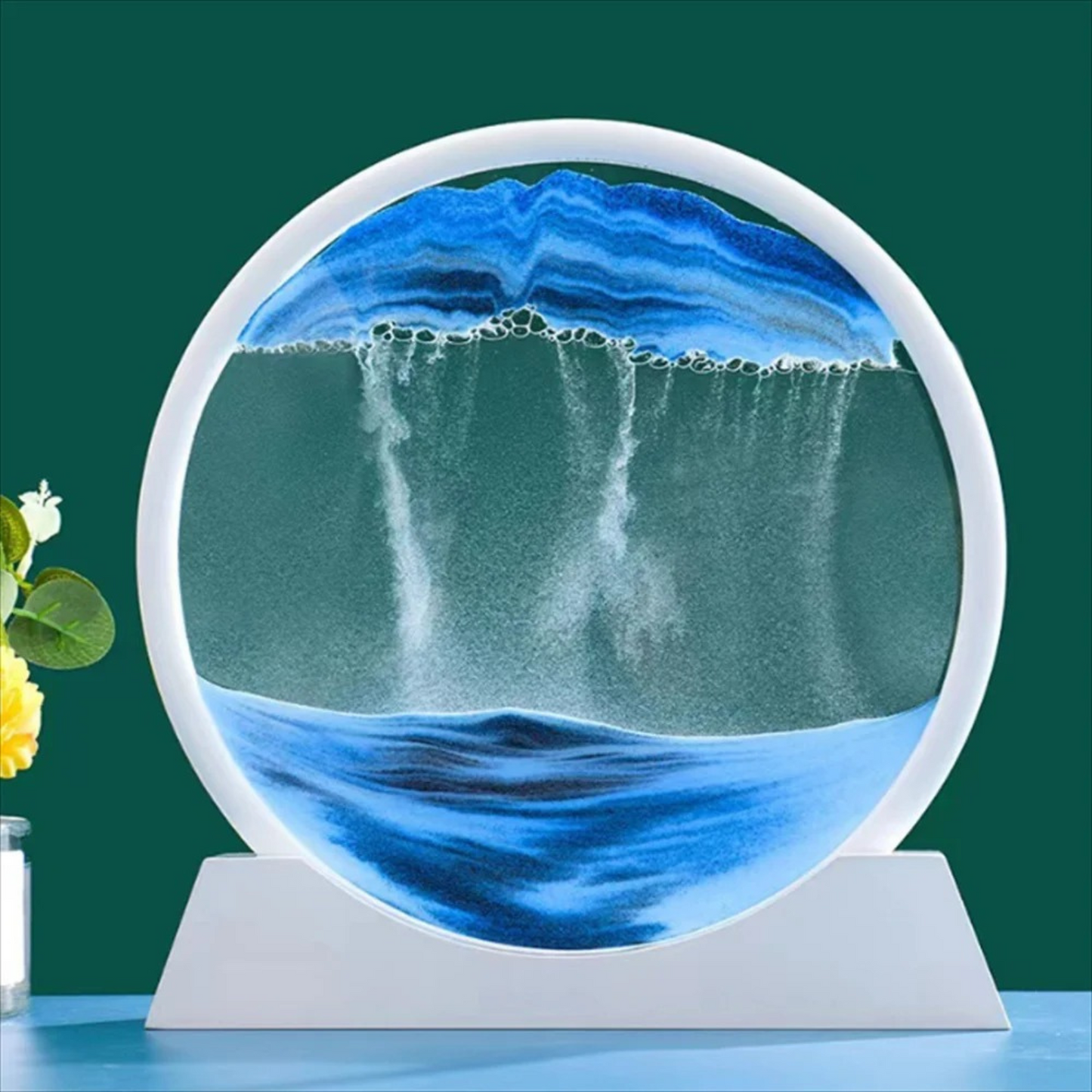 Decoración Arte De Arena Y Agua Blanco / Azul