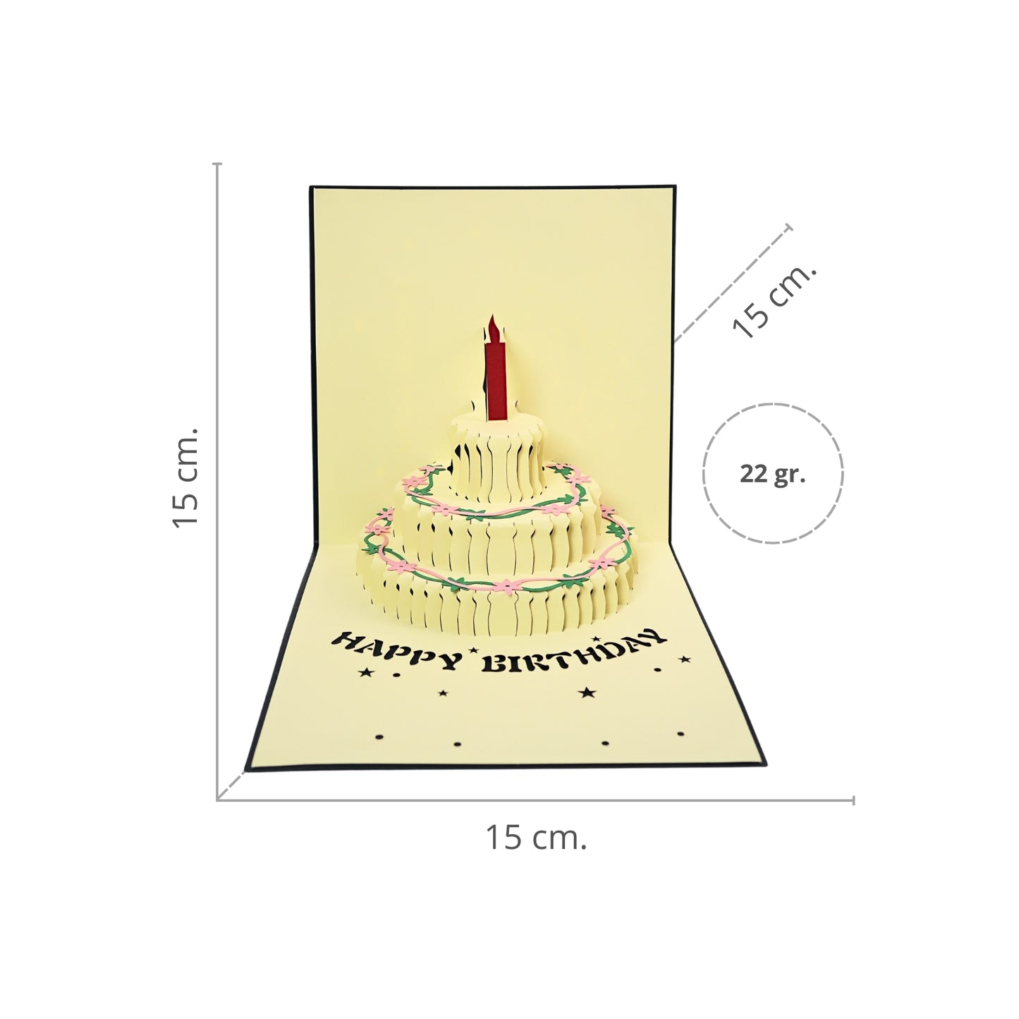 Tarjeta Plegable Pastel de Cumpleaños con Efecto 3D Azul