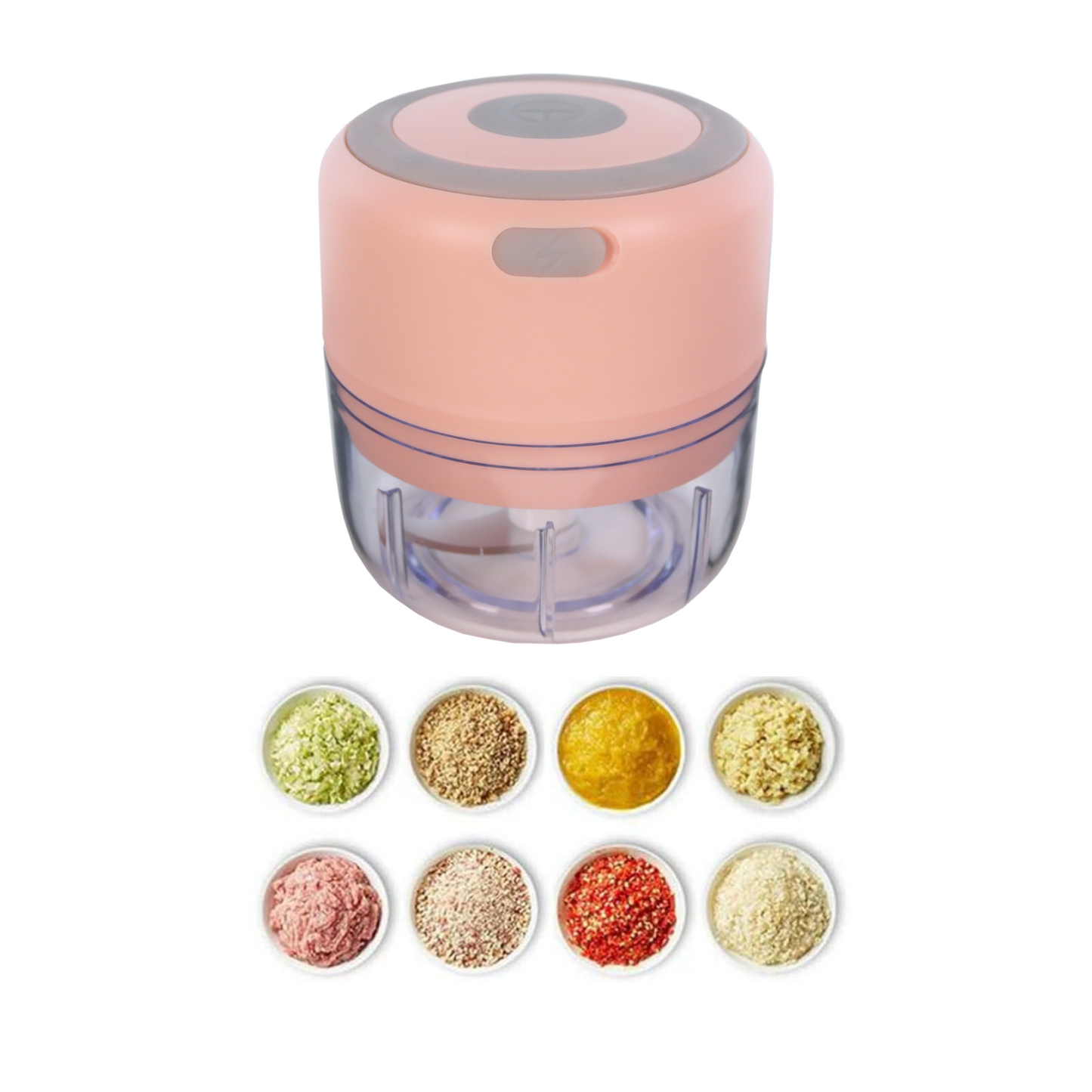 Mini Picador De Ajo Moledor De Verduras USB Rosa
