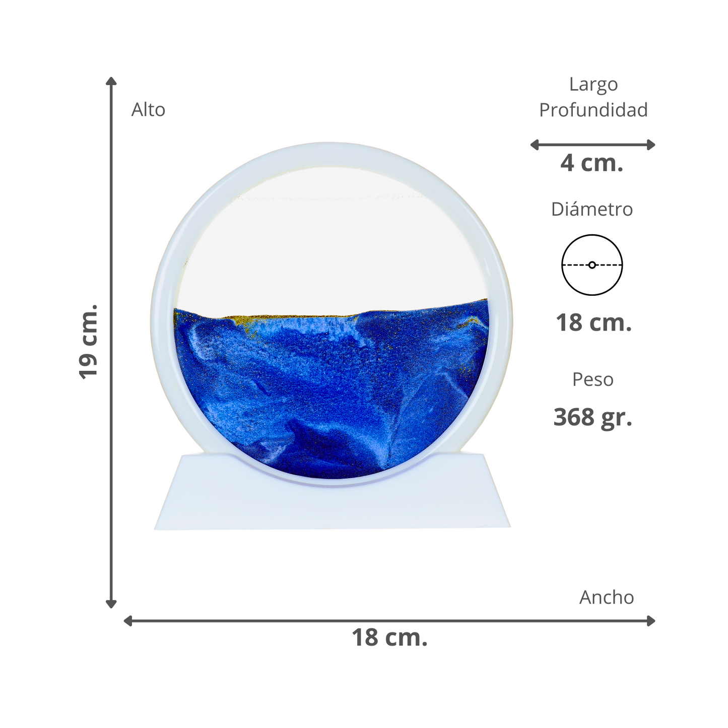 Decoración Arte De Arena Y Agua Blanco / Azul