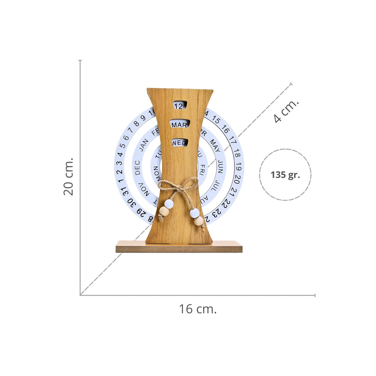 Calendario Eterno De Madera Giratorio Decorativo Rueda