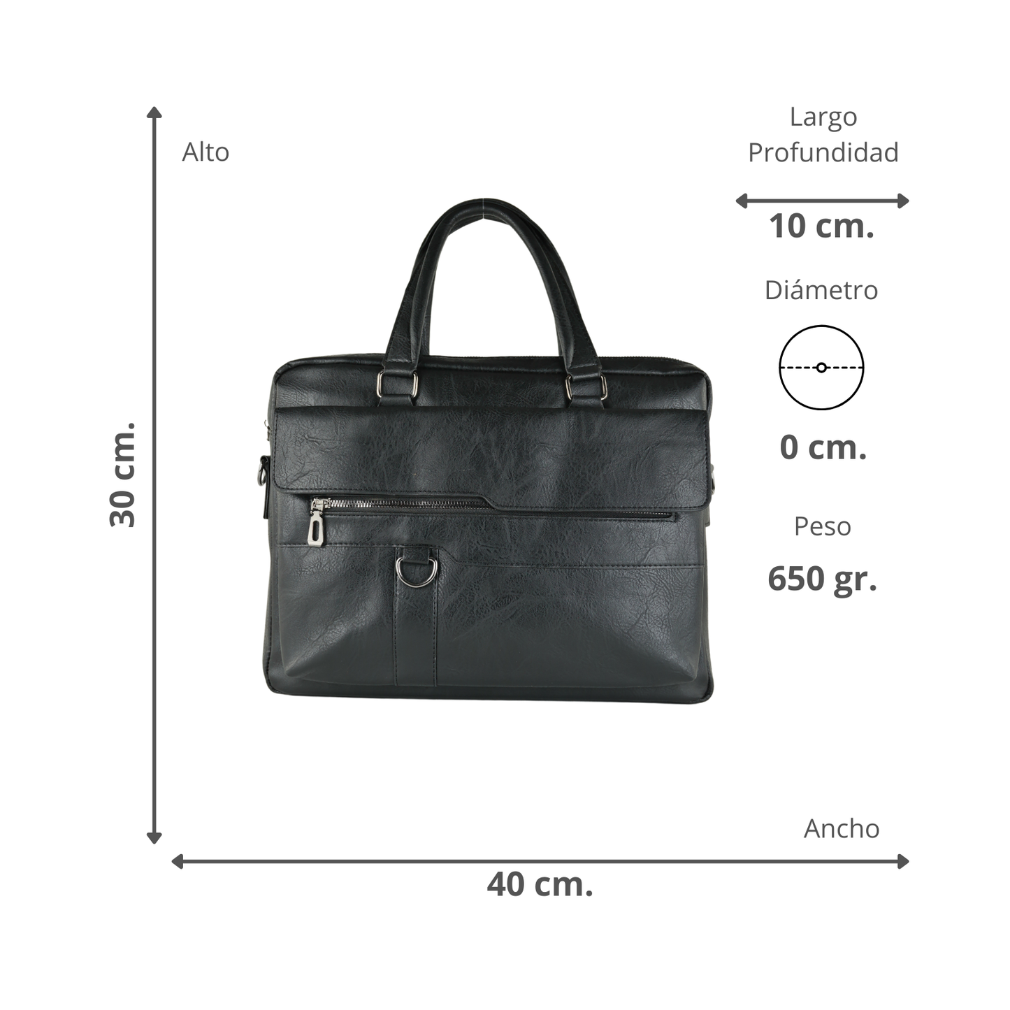Maletín Notebook Eco Cuero Boston Vintage Negro