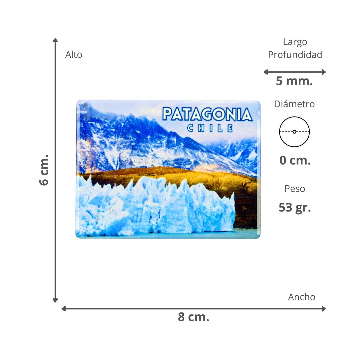Imán Cerámico Liso Souvenir de Chile Patagonia