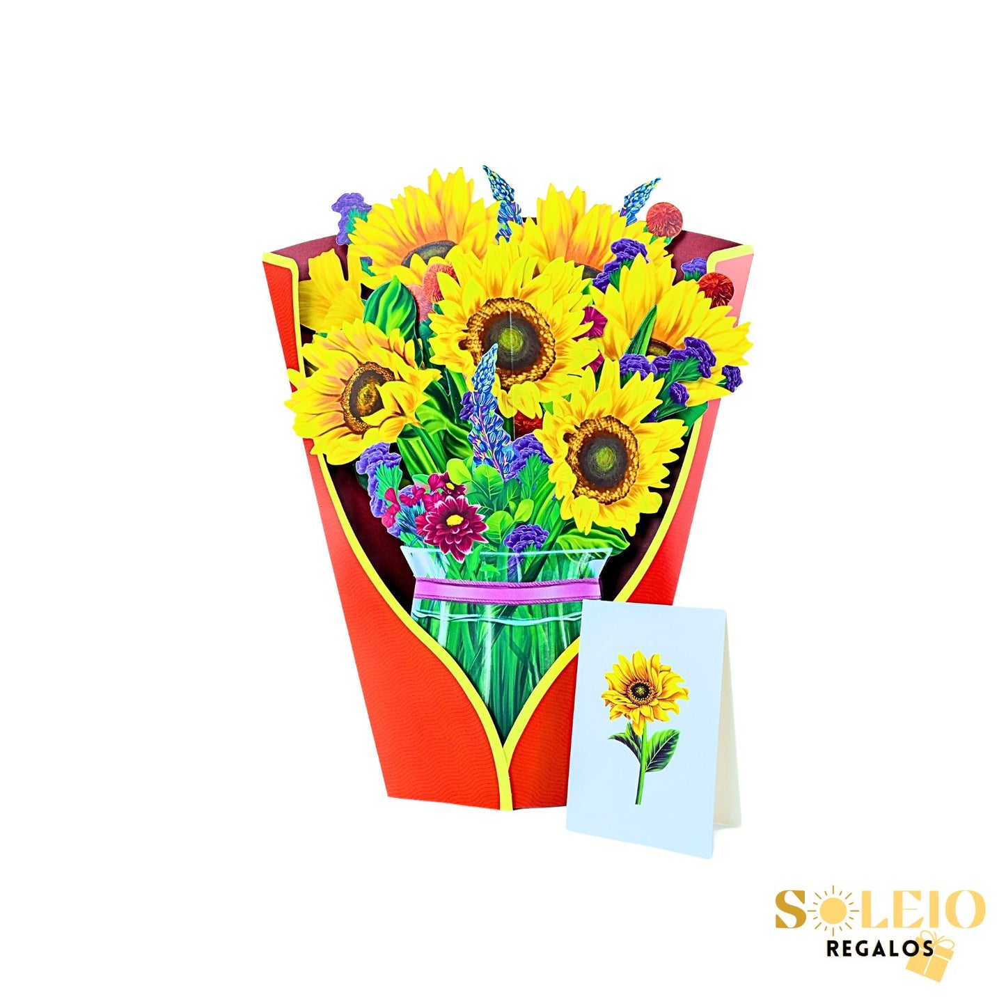 Tarjeta De Felicitaciones Bouquet De Flores 3D Girasol