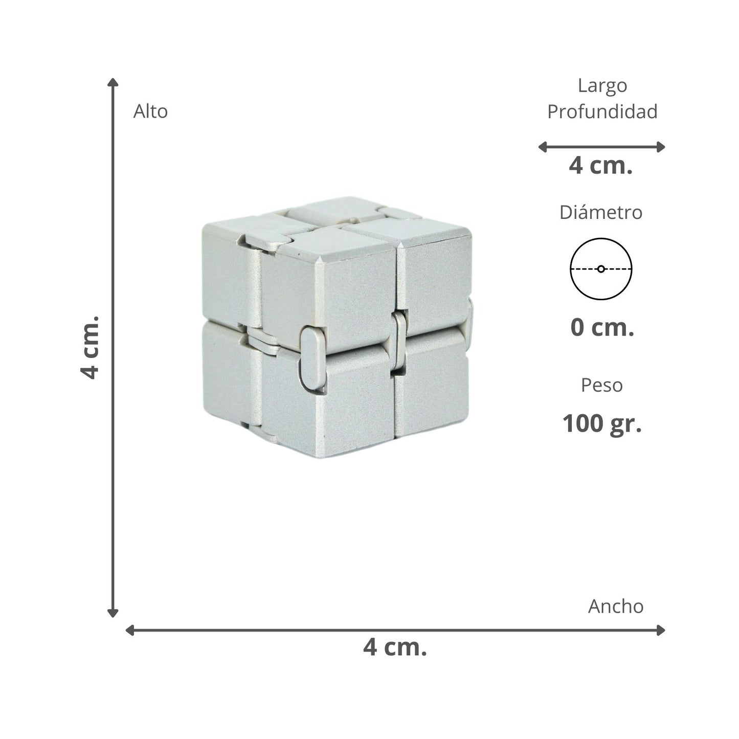 Juguete Fidget Cube Infinito Anti Estrés Plata