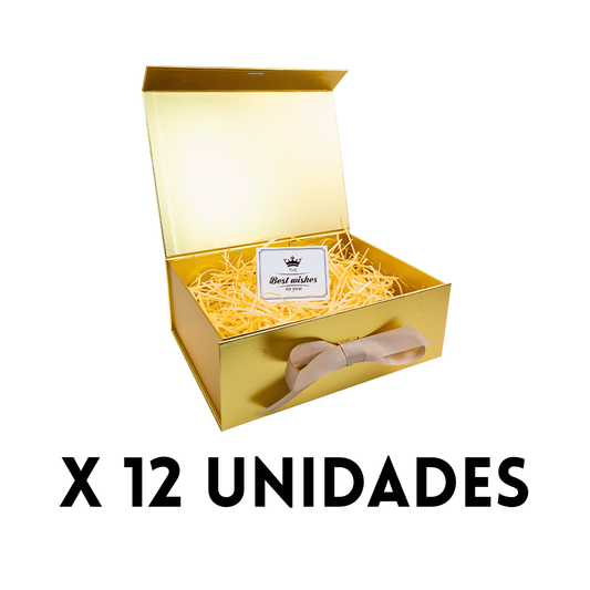 Pack 12 Gift Box Caja Para Regalos Dorada Tamaño L
