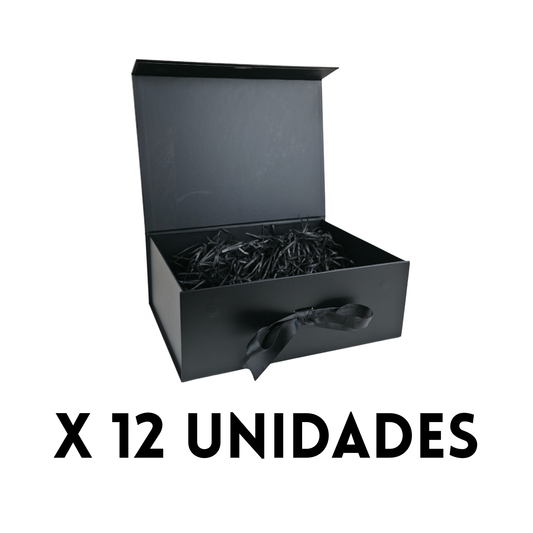 Pack 12 Gift Box Caja Para Regalos Con Tapa Premium Tamaño XL Negro
