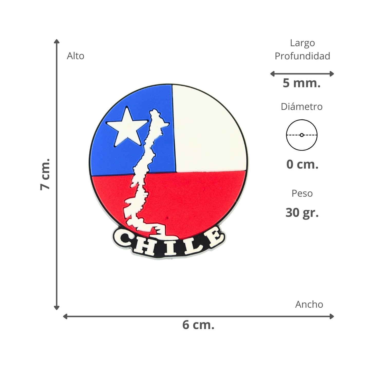 Imán De Goma Refrigerador Souvenir Chile Mapa