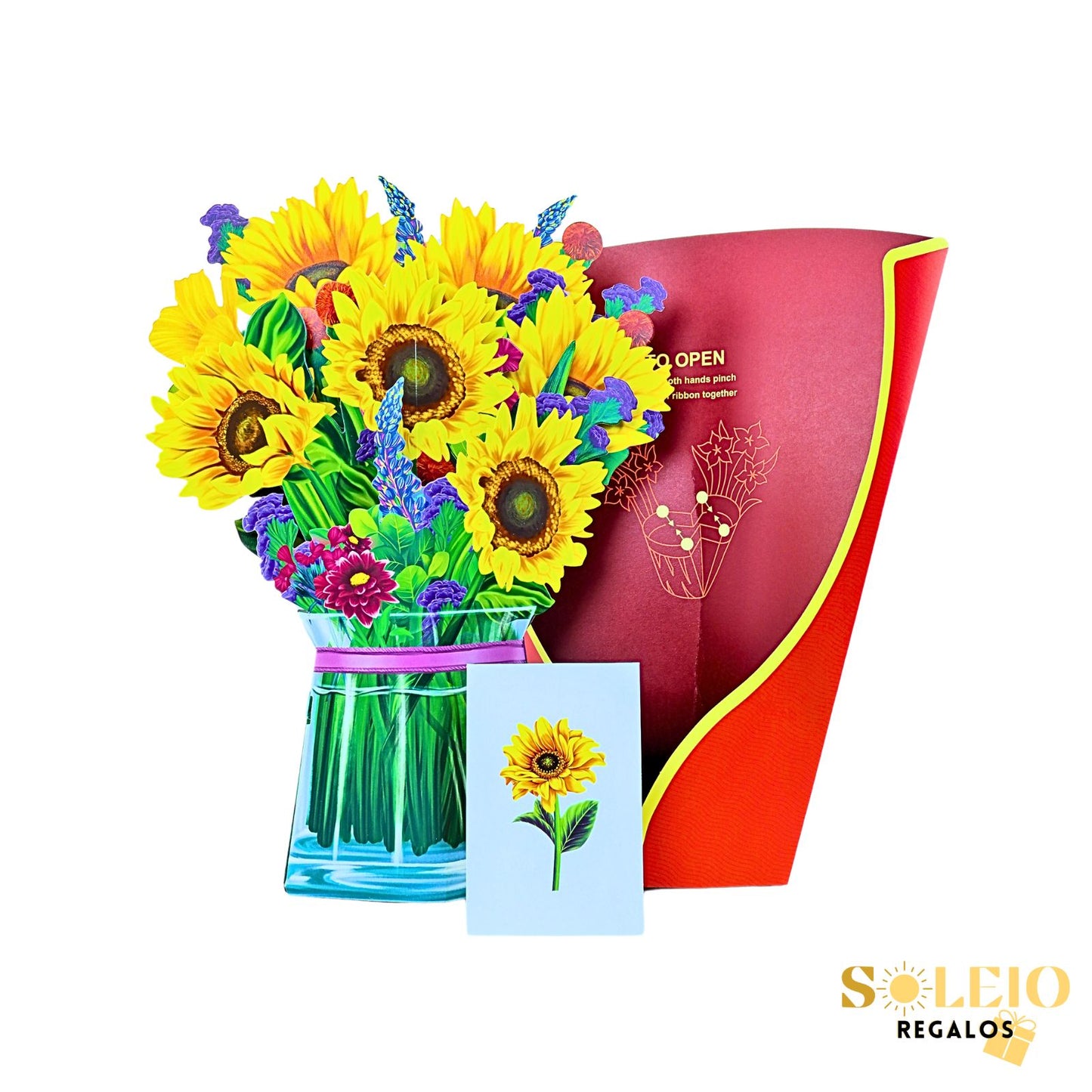 Tarjeta De Felicitaciones Bouquet De Flores 3D Girasol