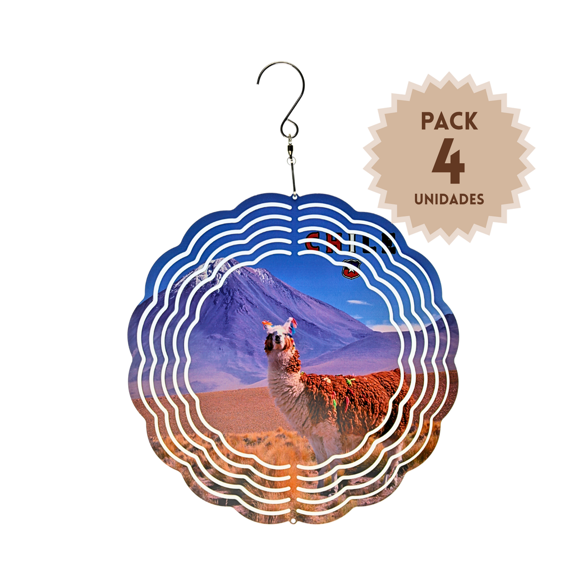Pack 4 Colgantes Decorativos Remolino 3D Chile Alpaca