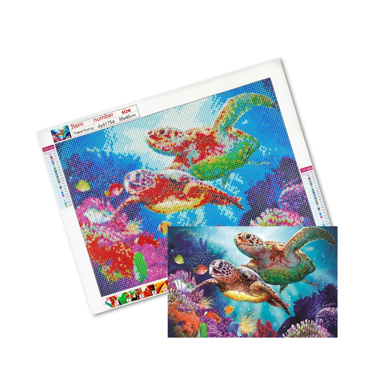 Kit Pintura Diamantes 40 x 30 cm Tortuga