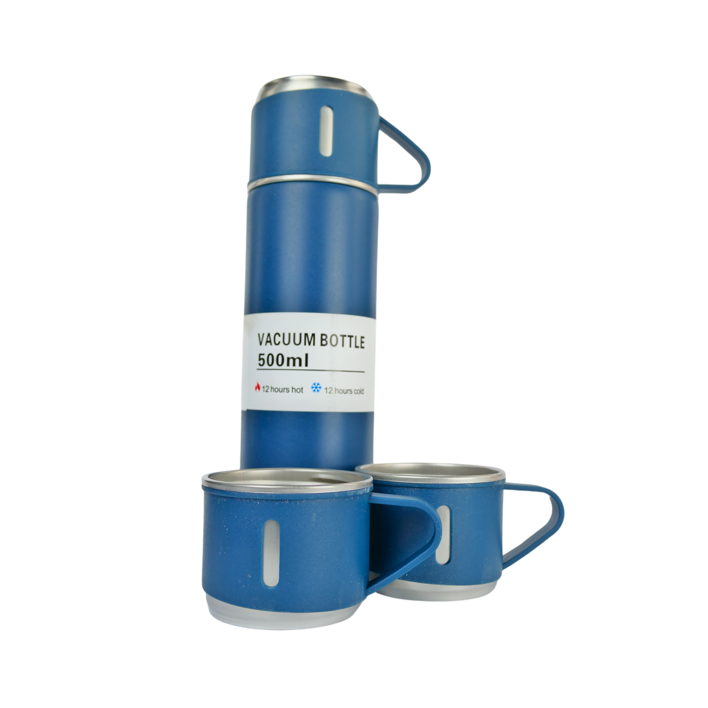 Set Termo Acero Inoxidable Con 3 Tazas 500 Ml Azul