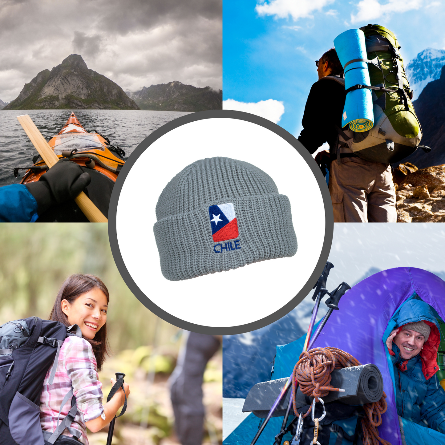 Gorro Beanie Bordado De Chile Rojo Estrella