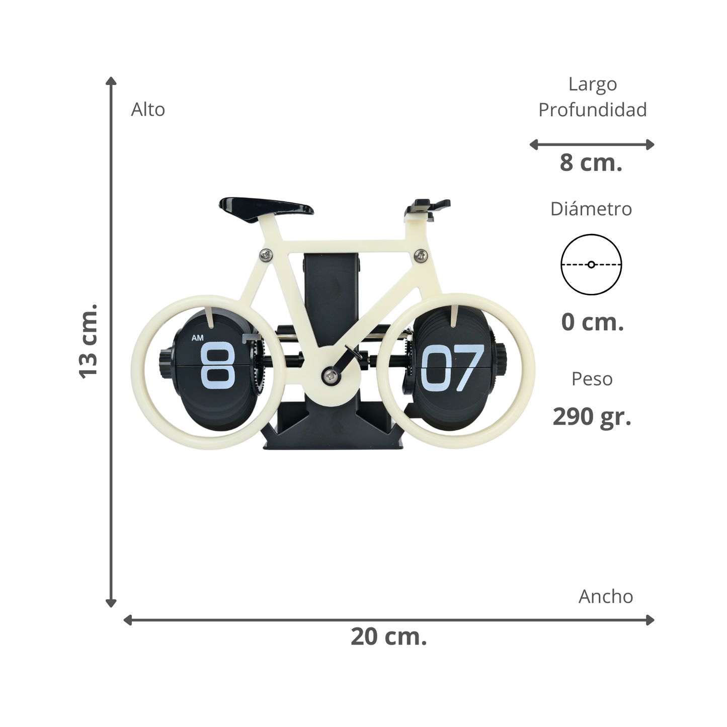 Reloj de Escritorio Mecánico Giratorio Bicicleta Beige