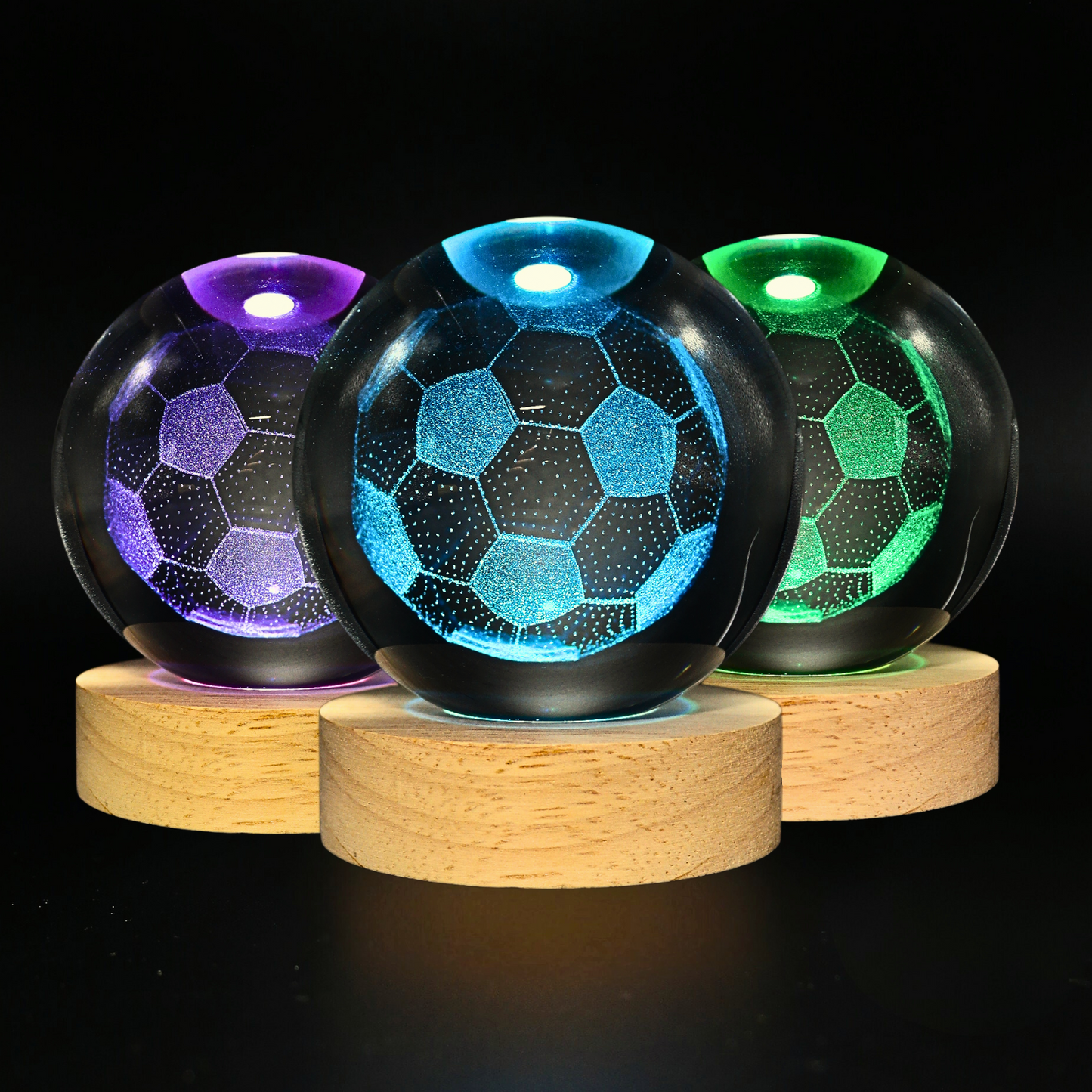 Lampara Bola De Cristal LED RGB Colores Futbol