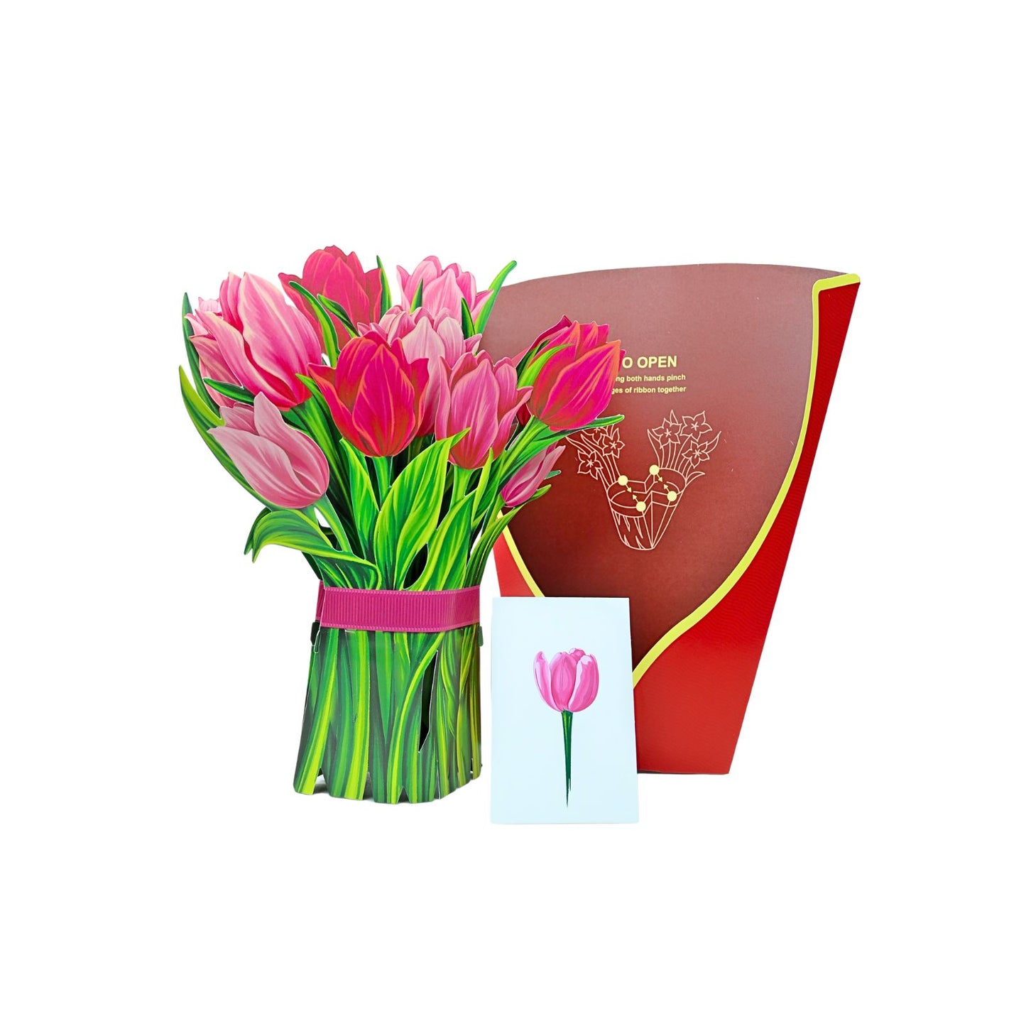 Tarjeta De Felicitaciones Bouquet De Flores 3D Tulipán