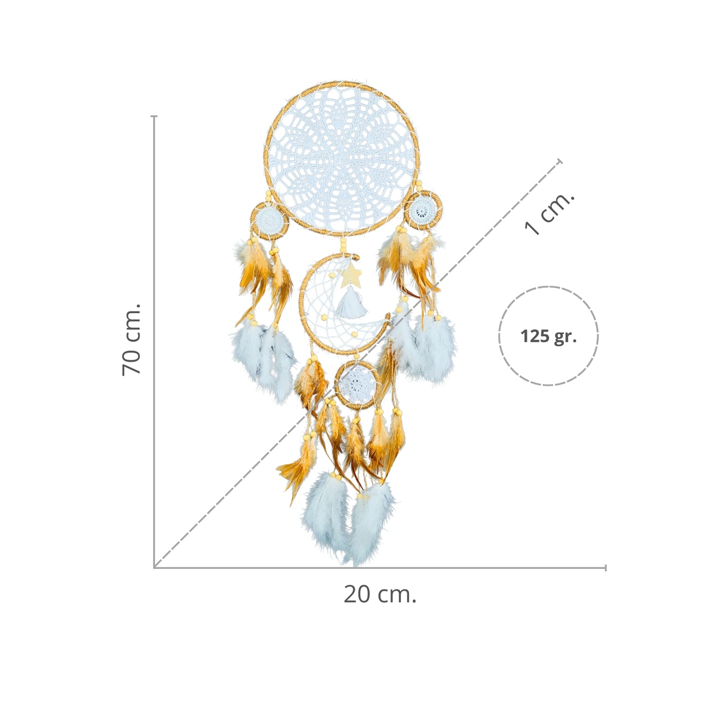 Atrapasueños Decoración Colgante Con Plumas 5 Unidades Marrón