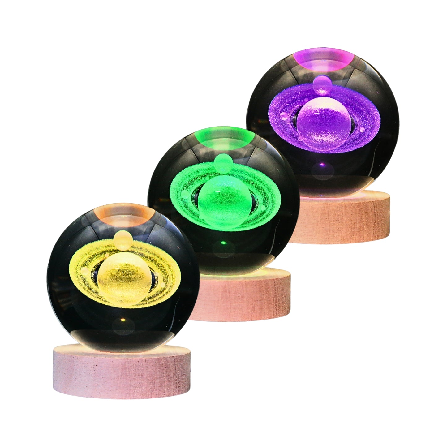 Lampara Bola De Cristal LED RGB Colores Saturno