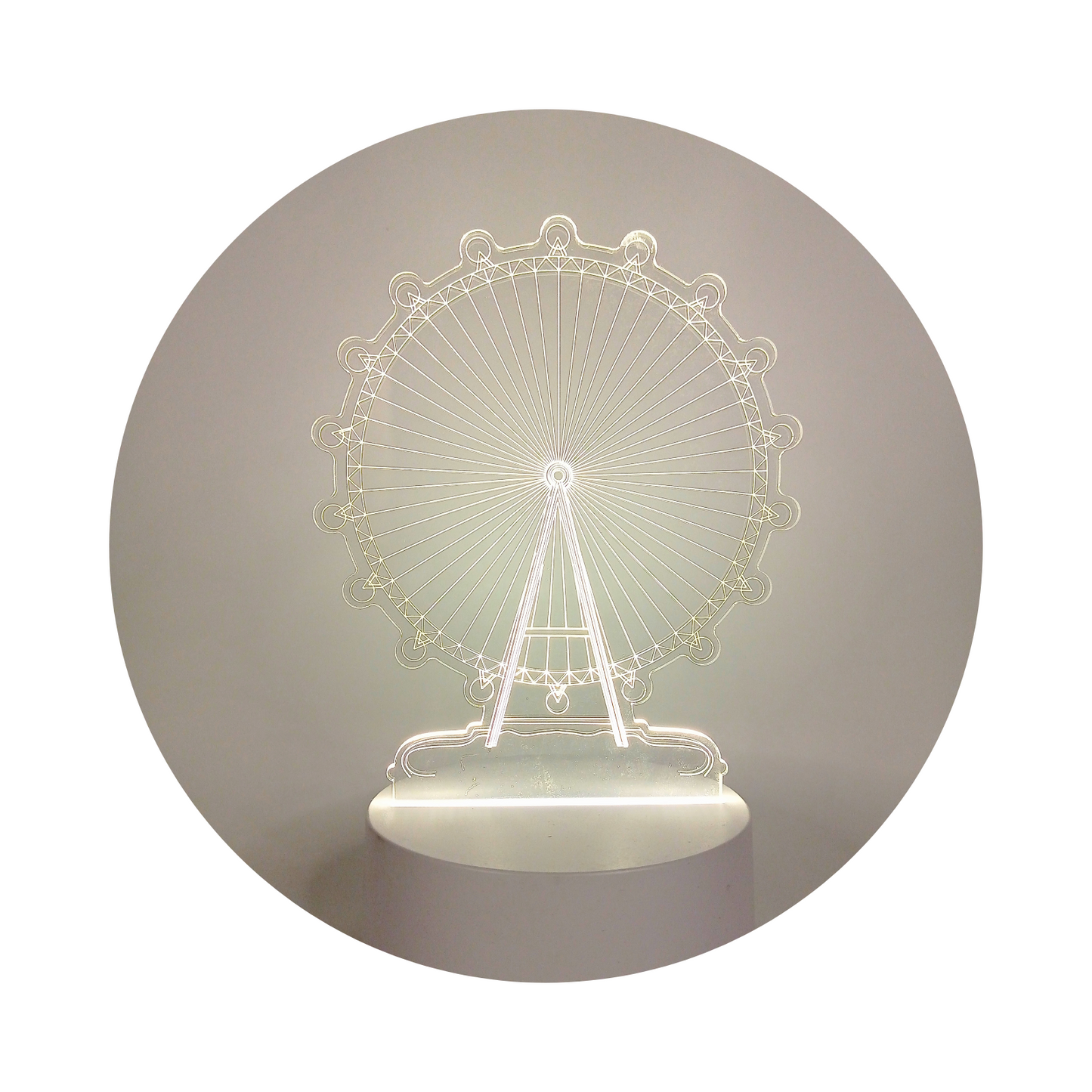 Lámpara LED De Mesa 3D USB Luz Rueda Fortuna