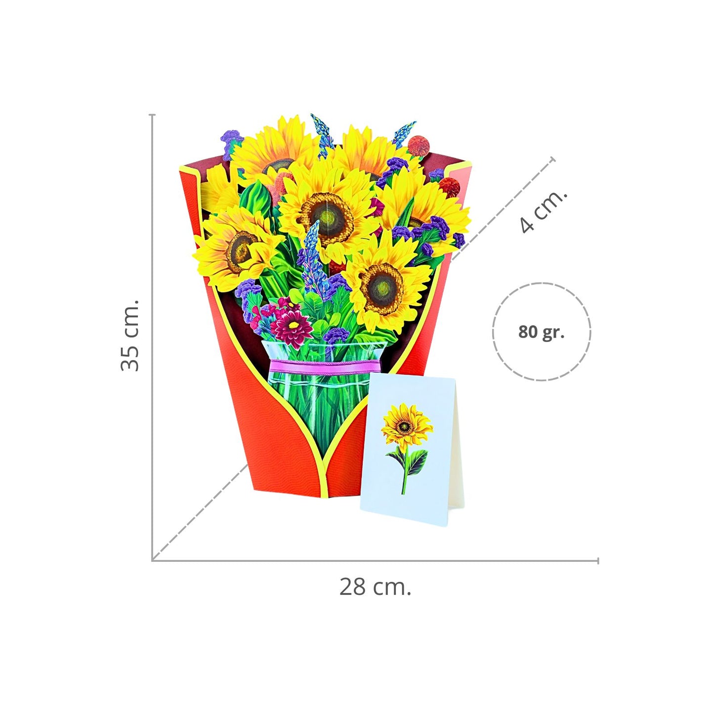 Tarjeta De Felicitaciones Bouquet De Flores 3D Girasol