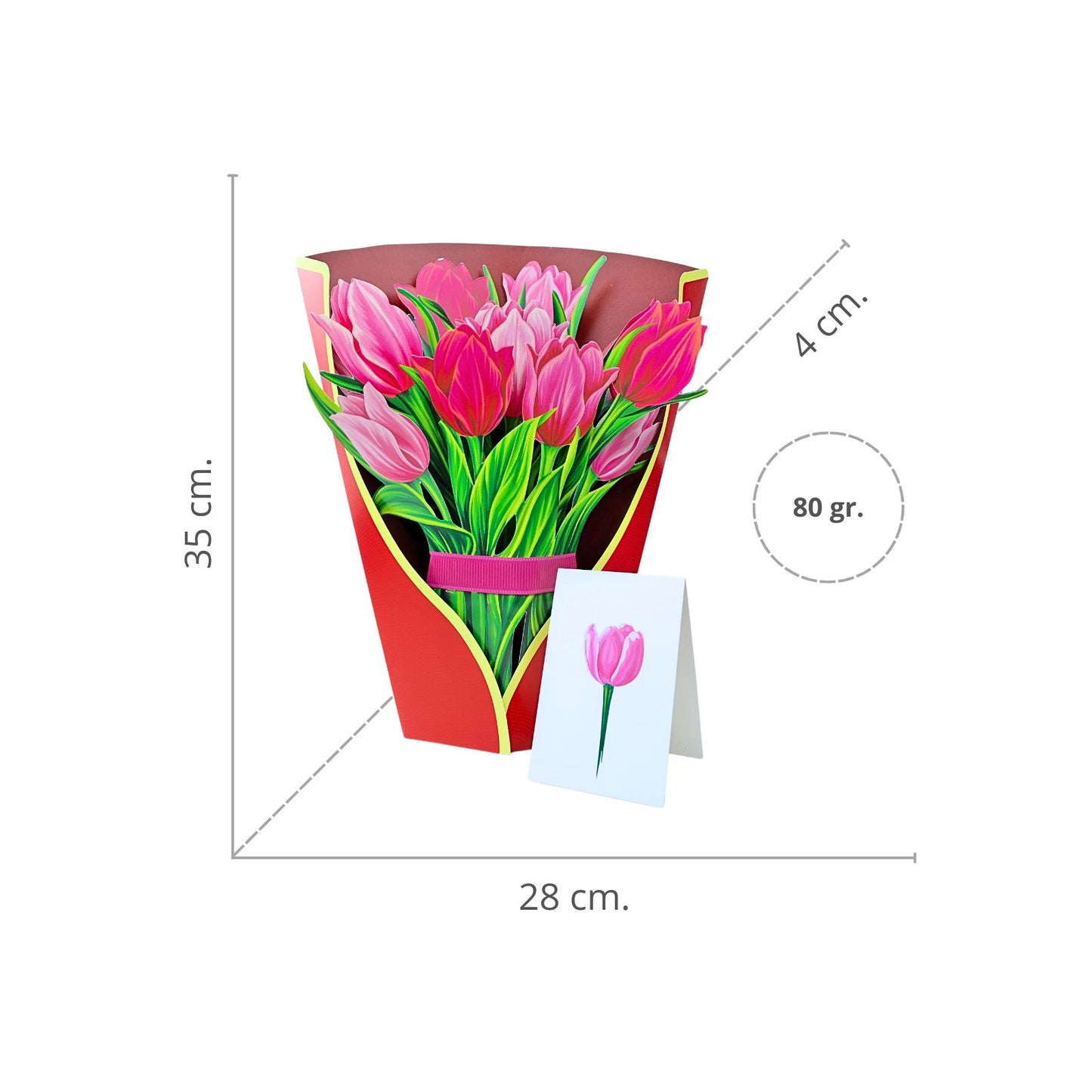Tarjeta De Felicitaciones Bouquet De Flores 3D Tulipán